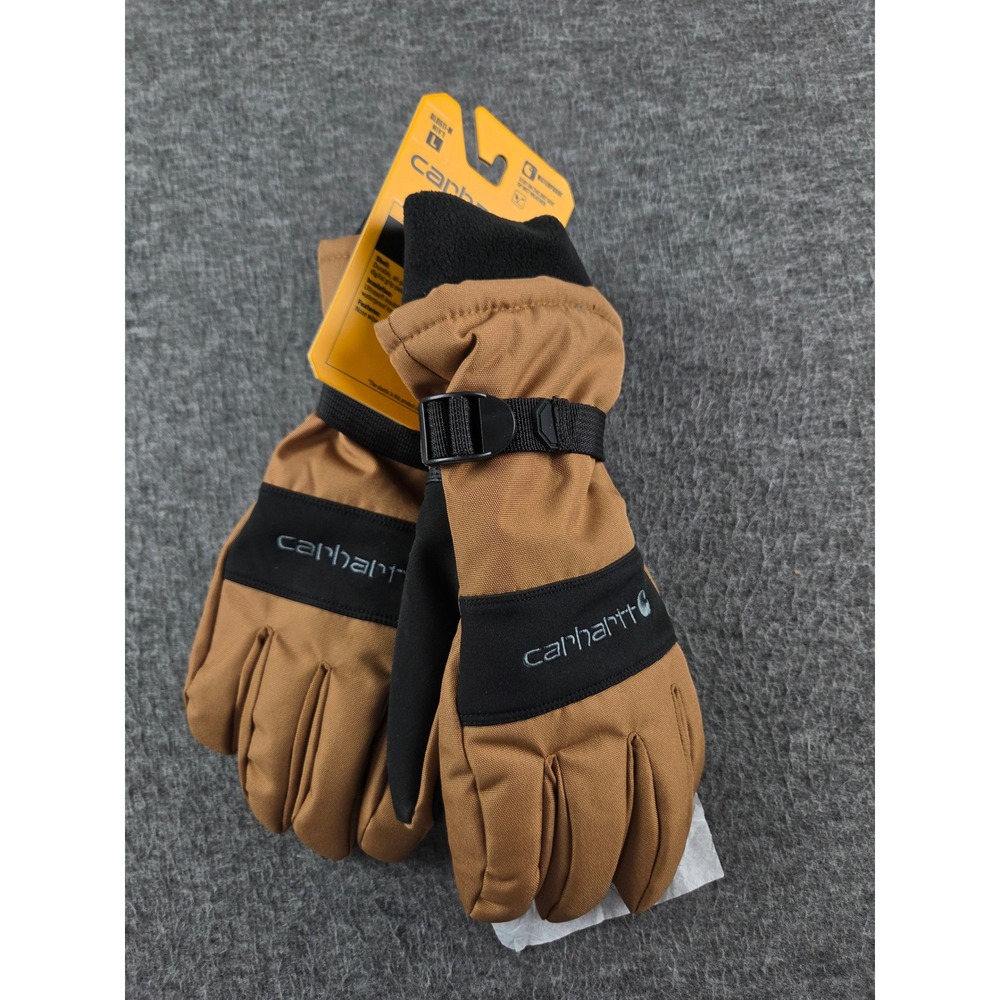 Carhartt Gloves Mens L Brown GL0511-M Waterproof Insulated Knit Cuff Work Winter